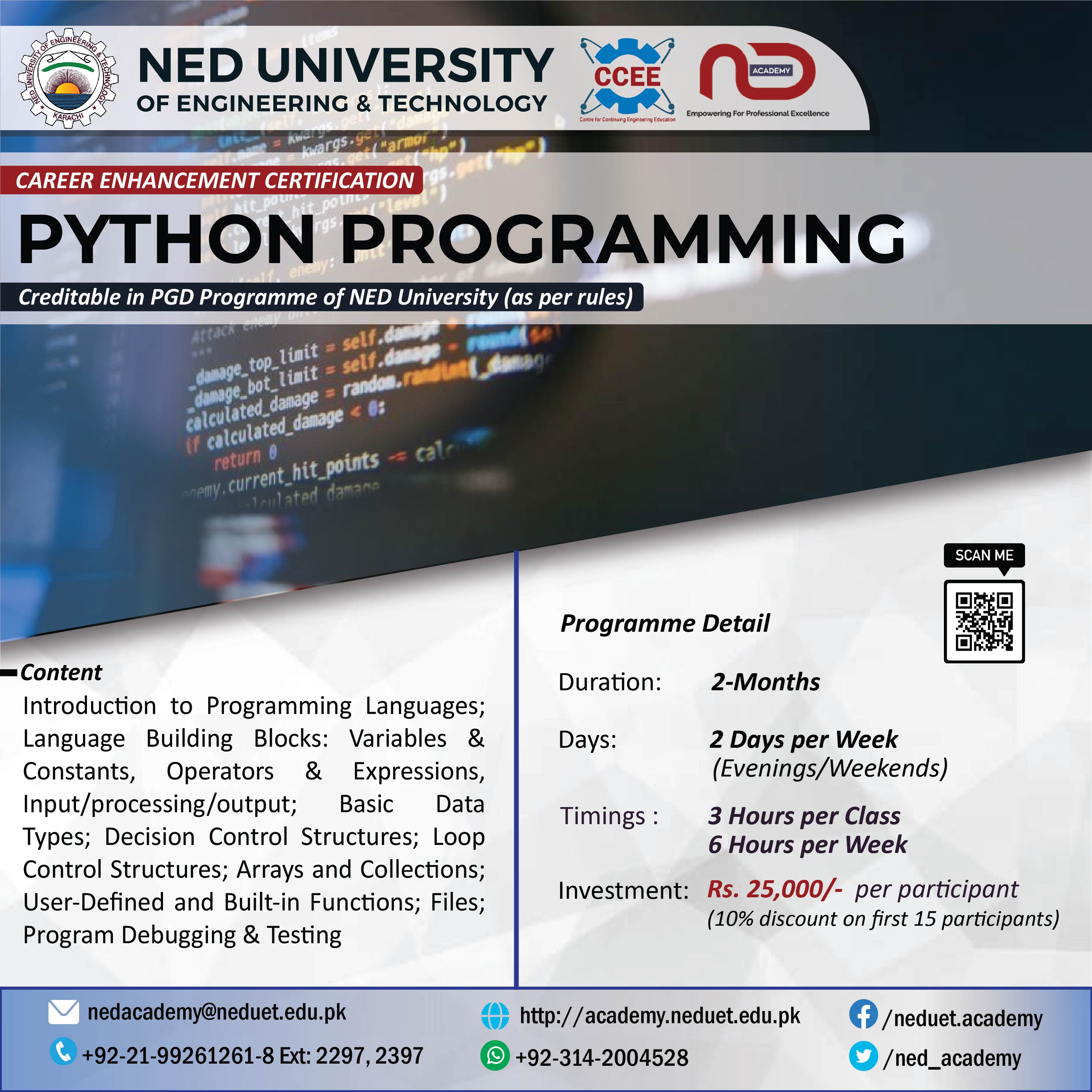 Python Programming Course | NED Academy - CCEE | CMPP