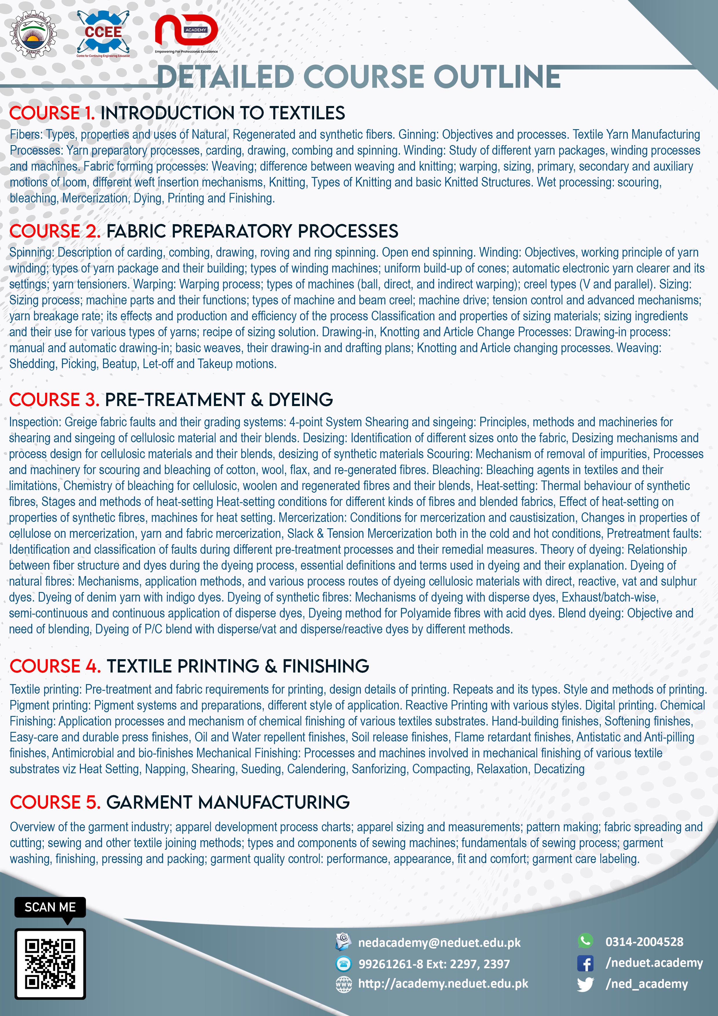 UGD in Textile Science & Technology NED Academy CCEE CMPP