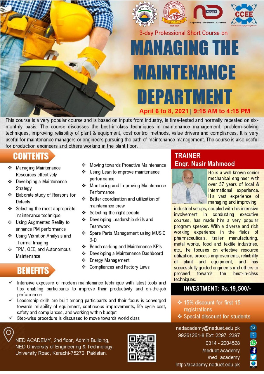 Managing The Maintenance Department